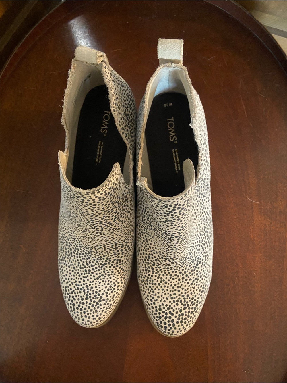 TOMS Women's Cream and Black Speckled Ankle Booties